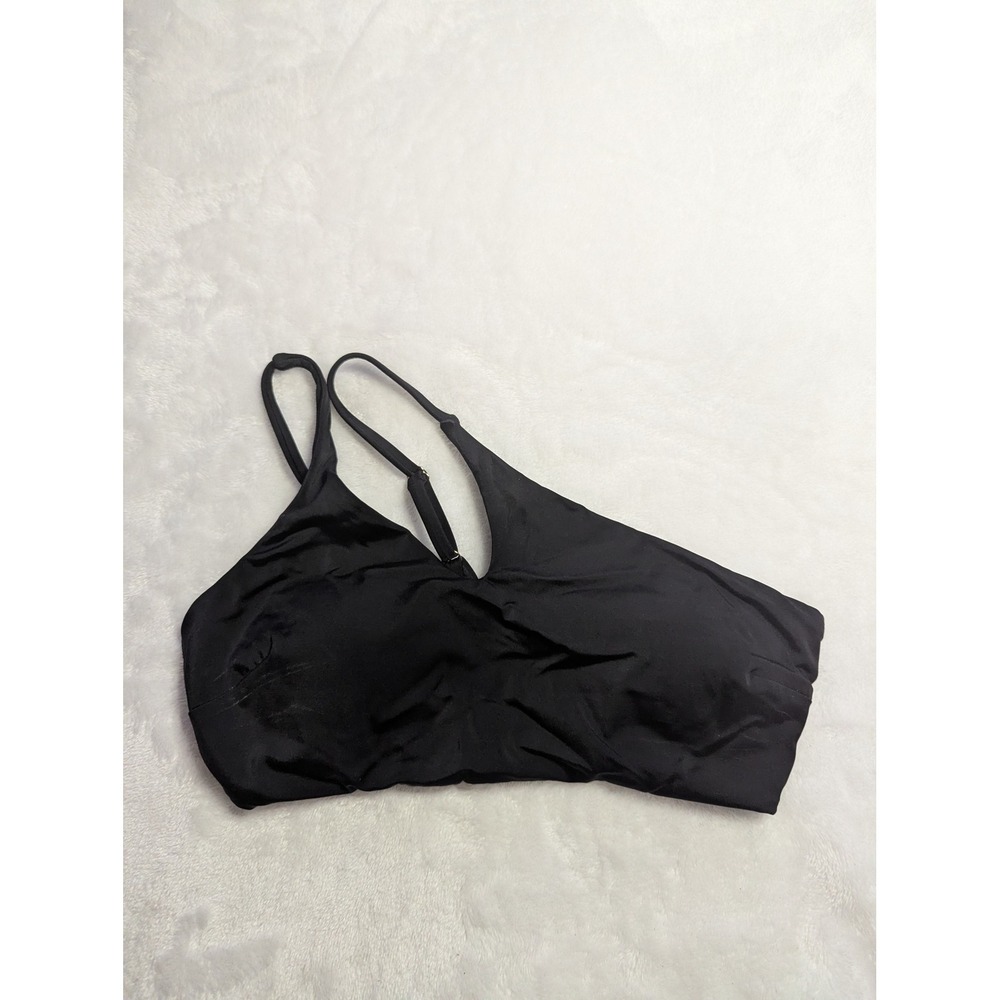 Victorias Secret Black One Shoulder Asymmetric Bikini Top Double Strap Size M